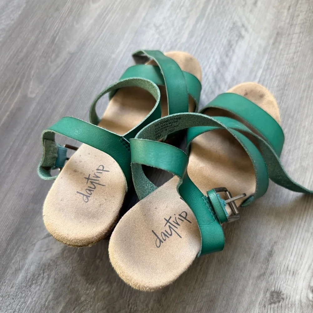 Daytrip Wedge Heel Sandals Women’s 9 Green Jute Used Worn
